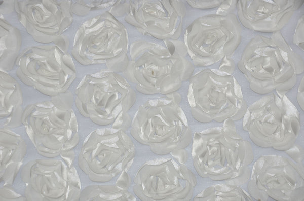 0128 IVORY - ROSETTE SATIN BORDEAUX