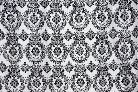White Damask Flocking Taffeta Fabric