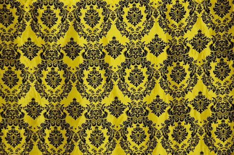 Yellow Damask Flocking Taffeta Fabric