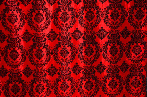 0626 RED - DAMASK FLOCKING TAFFETA